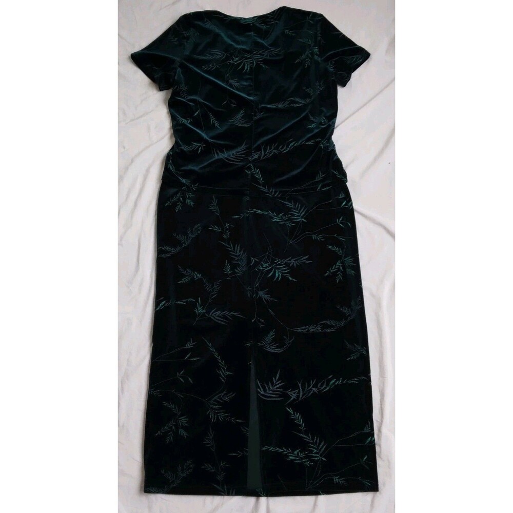 Vintage Kathie Lee Womens Velvet Maxi Dress Dark Green Holiday Women's Large - Picture 8 of 12